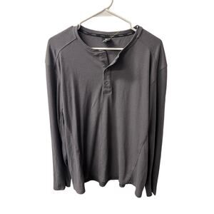 Kuhl Thermal Waffle Knit Henley Shirt Mens XL Gray Long Sleeve Snap Neck